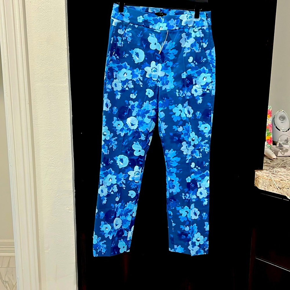 JCrew Blue Floral Slacks NWT